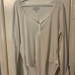 White Cute Lace Trim Bodysuit